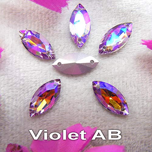Colores AB de vidrio Dos agujeros 7 * 15 mm 9 * 18 mm 20pcs / bolsa Navette forma de ojo de caballo Coser en cristales Zapatos vestido de novia ornamento diy trim, A6 Champagne gold AB, 7x15mm 20pcs