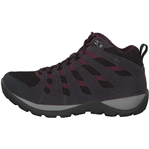 Columbia Redmond V2 Mid, Botas de Senderismo Impermeables Mujer, Negro, Rojo (Black, Black Cherry), 40 EU