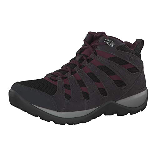 Columbia Redmond V2 Mid, Botas de Senderismo Impermeables Mujer, Negro, Rojo (Black, Black Cherry), 40 EU