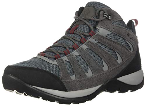 Columbia Redmond V2 Mid, Zapatillas de Senderismo Impermeables Mujer, Gris, Rojo (Graphite, Red Jasper), 44 EU