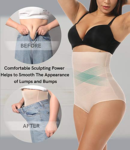 COMFREE Cintura Alta Braguitas Moldeadora Levanta Gluteos Pantalones Moldeadore Vientre Plano Adelgazante Shaping Panties Sin Costuras Braguita Reductora Ropa Interior Mujer(Nudo,S)