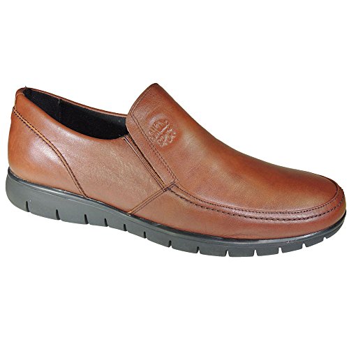 COMODO'SPORT 074 Zapato Mocasín Confortable Tipo 24 Horas Ancho y Blando para Hombre Brandy Talla 41