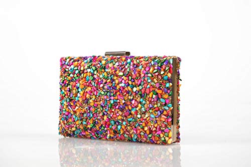 Complementos La Monsita Bolso cartera de fiesta multicolor con cadena