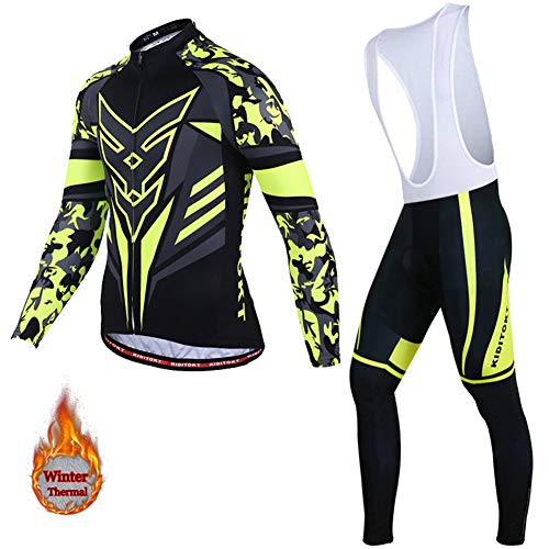 Conjunto De Jersey De Ciclismo Traje De Manga Larga De VellóN Ciclismo Deportes Sling CáLido Invierno Adecuado para Actividades De Ciclismo Al Aire Libre,H,XS(155-165cm)