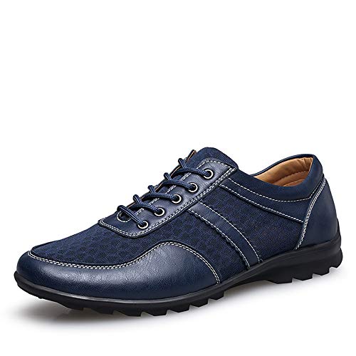 COOJOY Zapatos de Vestir para Hombre Casuales Lace-up Mocasines Plano Mesh Loafers Zapatillas de Conducción