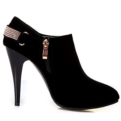 COOLCEPT Mujer Occidental Tacon De Aguja Cremallera Vestir Botines (38 EU, Black)