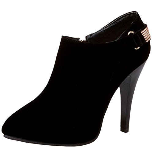 COOLCEPT Mujer Occidental Tacon De Aguja Cremallera Vestir Botines (38 EU, Black)