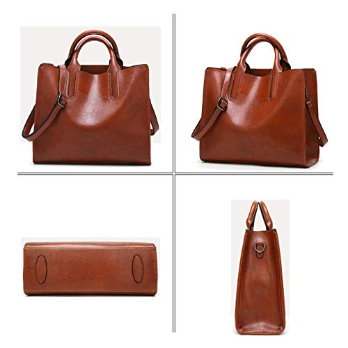 Coolives Bolso Tote para Mujer con Asa en Cuero de la PU Verde
