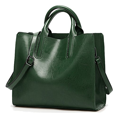 Coolives Bolso Tote para Mujer con Asa en Cuero de la PU Verde