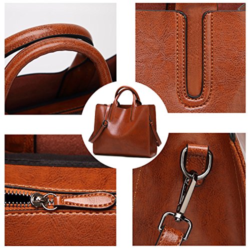 Coolives Bolso Tote para Mujer con Asa en Cuero de la PU Verde