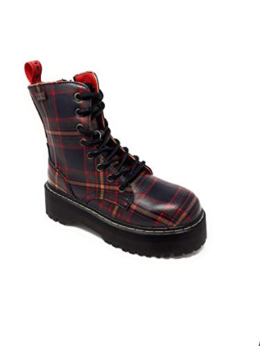 COOLWAY Abby, Botas Militares Plataforma par Mujer Cuadros Multi. (40 EU, Multi)