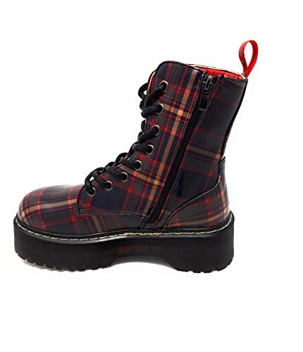 COOLWAY Abby, Botas Militares Plataforma par Mujer Cuadros Multi. (40 EU, Multi)