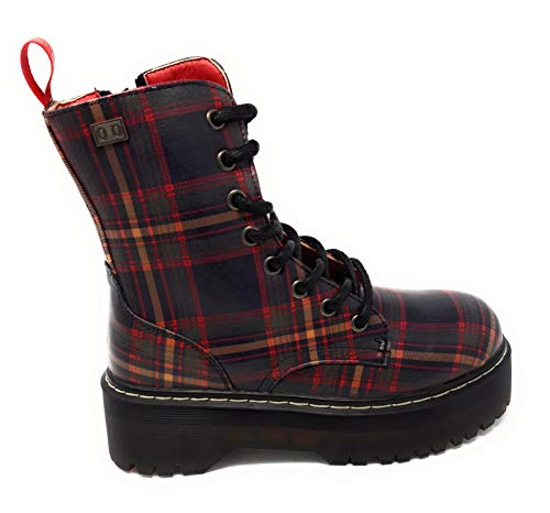 COOLWAY Abby, Botas Militares Plataforma par Mujer Cuadros Multi. (40 EU, Multi)