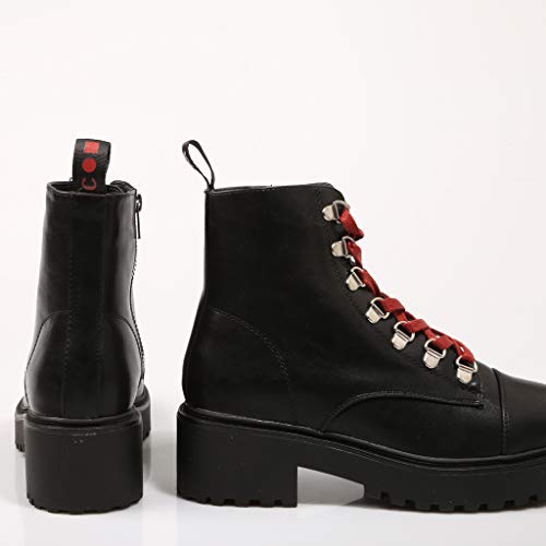 Coolway, COO TESA, Botas Negras con cordón Rojo para Mujer, 37