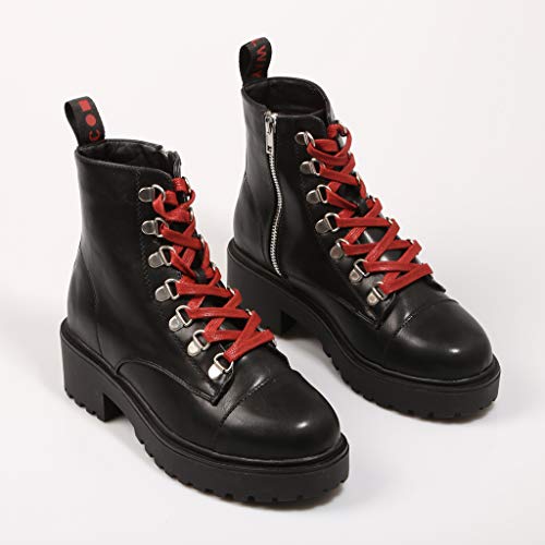 Coolway, COO TESA, Botas Negras con cordón Rojo para Mujer, 37