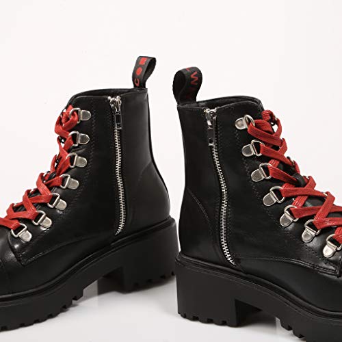 Coolway, COO TESA, Botas Negras con cordón Rojo para Mujer, 37