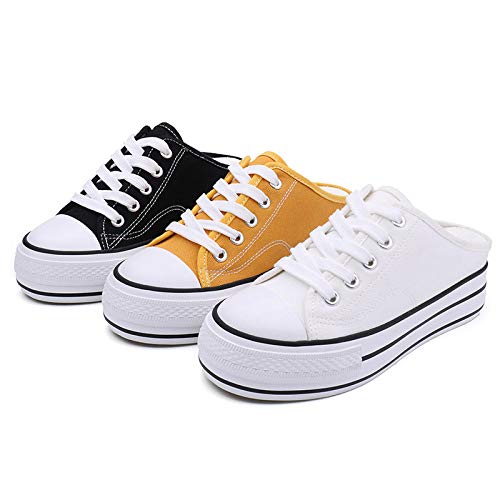 COQUI Sandalia Hombre,2020 nuevos Zapatos de Lona Perezosos de Suela Alta Medio Arrastre sin tacón Zapatos Casuales Zapatos de Plataforma Deportiva para Estudiantes de un Pedal-Amarillo_39