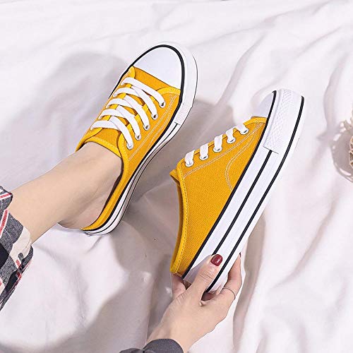 COQUI Sandalia Hombre,2020 nuevos Zapatos de Lona Perezosos de Suela Alta Medio Arrastre sin tacón Zapatos Casuales Zapatos de Plataforma Deportiva para Estudiantes de un Pedal-Amarillo_39