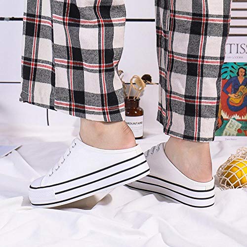 COQUI Sandalia Hombre,2020 nuevos Zapatos de Lona Perezosos de Suela Alta Medio Arrastre sin tacón Zapatos Casuales Zapatos de Plataforma Deportiva para Estudiantes de un Pedal-Amarillo_39