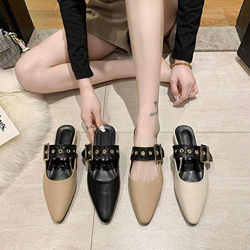 COQUI Slippers Pack,Baotou Semi-Slip Zapatos Mujeres Weaves 2021 Primavera Coreana Gruesa con Punta Lazy Mulle Fresca Calzada Marea-Albaricoque_39