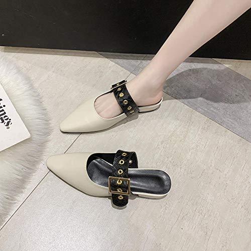 COQUI Slippers Pack,Baotou Semi-Slip Zapatos Mujeres Weaves 2021 Primavera Coreana Gruesa con Punta Lazy Mulle Fresca Calzada Marea-Albaricoque_39
