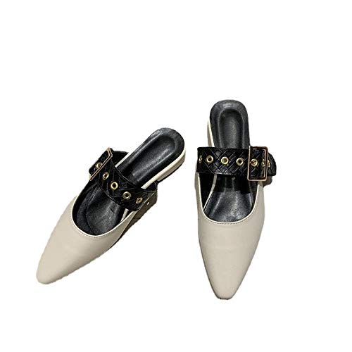 COQUI Slippers Pack,Baotou Semi-Slip Zapatos Mujeres Weaves 2021 Primavera Coreana Gruesa con Punta Lazy Mulle Fresca Calzada Marea-Albaricoque_39