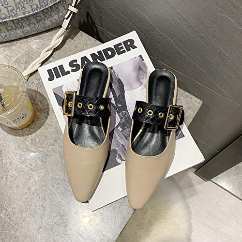 COQUI Slippers Pack,Baotou Semi-Slip Zapatos Mujeres Weaves 2021 Primavera Coreana Gruesa con Punta Lazy Mulle Fresca Calzada Marea-Albaricoque_39