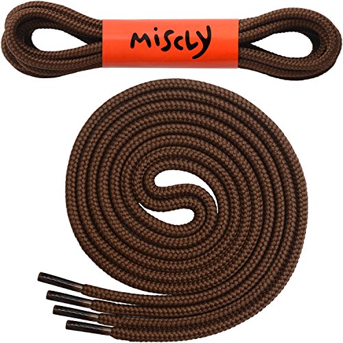 Cordones Redondos para Botas Miscly [3 Pares] Cordones Reforzados y Duraderos para Botas, Calzado de Seguridad y Zapatos de Senderismo - 5 mm Diámetro (183cm, Marrón)