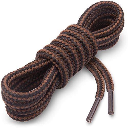 Cordones Redondos para Botas Miscly [3 Pares] Cordones Reforzados y Duraderos para Botas, Calzado de Seguridad y Zapatos de Senderismo - 5 mm Diámetro (183cm, Negro/Marrón)