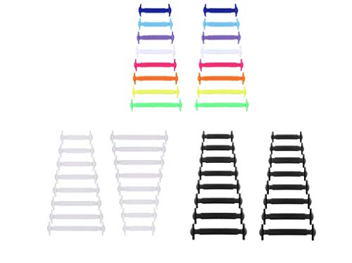 Cordones Sin Cordones,3 Pares Cordones de Silicona Cordones Elásticos para Niños y Adultos Botas de Deporte Zapatos Deportivos Negro Blanco Muticolor