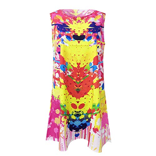 COZOCO Mujer Verano De Playa Vestido De Sin Mangas Mujer Vestidos Playeros Casual De Fiesta para Bodas Talla Grandes Vestidos Playa Vestido Midi（26-Multicolor，EU-42/CN-2XL）