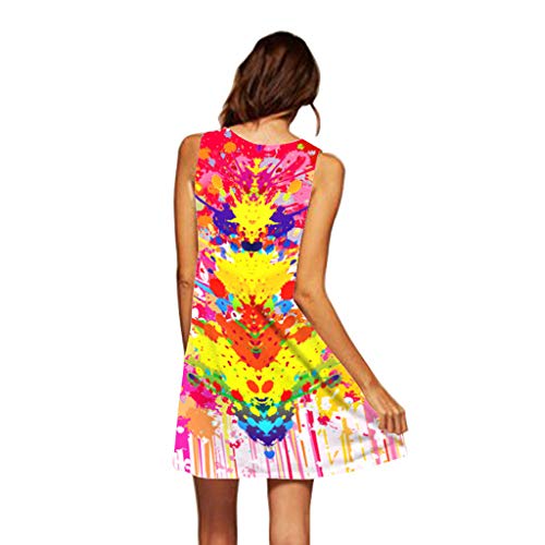 COZOCO Mujer Verano De Playa Vestido De Sin Mangas Mujer Vestidos Playeros Casual De Fiesta para Bodas Talla Grandes Vestidos Playa Vestido Midi（26-Multicolor，EU-42/CN-2XL）