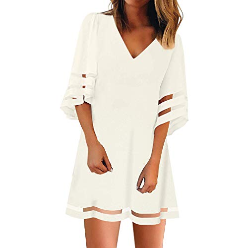 COZOCO Mujeres Casual Elegante Bohemio AlgodóN Vestido Suelto Largo Playa Vestidos De Fiesta Mujer Lunares Cuello V Sin Mangas