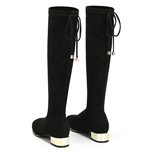 C.PARAVANO Mujer Botas hasta La Rodilla Invierno Botas con Talón Espejo(Negro,39)