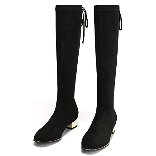 C.PARAVANO Mujer Botas hasta La Rodilla Invierno Botas con Talón Espejo(Negro,39)