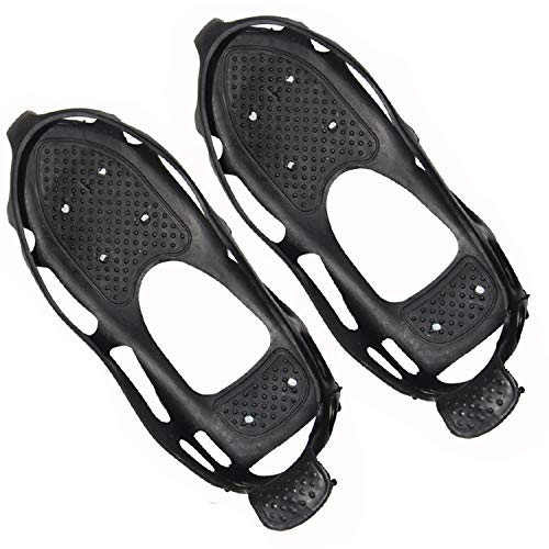 Crampones Nieve Hielo 24 Dientes Garras Antideslizantes Tracción sobre Zapatos Botas Cubierta Calzado Invierno al Aire Libre para Senderismo Pesca Escalada