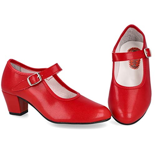 Creaciones PASOS DE BAILE 15 Zapatos Flamenca - Sintético para: NIÑA Color: Rojo Talla: 21