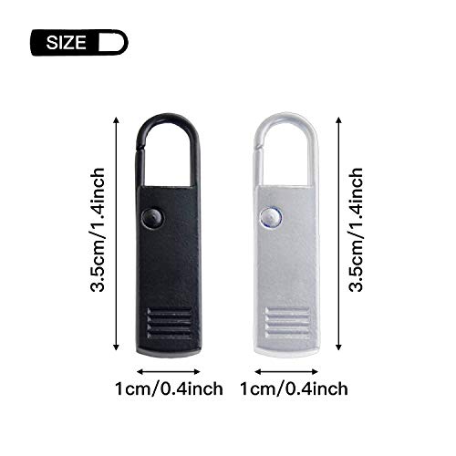 cremallera deslizadores, tirador de cremallera reemplazo, tirador para cremallera, zipper accessories para maletas botas de abrigo chaqueta mochilas, negro & plata (8pcs)