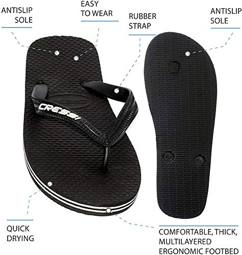 Cressi Beach Flip Flops Chanclas de Playa Unisex para Adultos, Negro (Schwarz), 39 EU