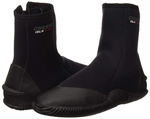 Cressi Isla Botas de Buceo con Suela y Cremallera, 3mm, Unisex Adulto, Negro (Black/Black), L