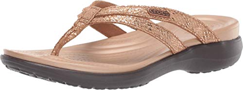 Crocs Capri Strappy Flip W, Zapatos de Playa y Piscina Mujer, Marrón (Bronze/Espresso 80z), 36/37 EU