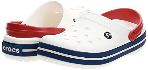 Crocs Crocband U, Zuecos Unisex Adulto, Blanco (White-Blue Jean), 41-42 EU