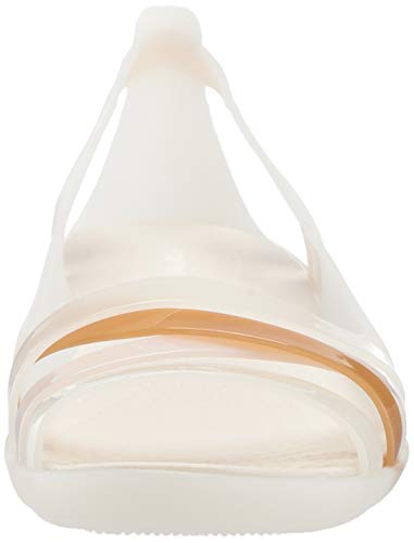 Crocs Isabella Huarache 2 Flat W, Sandalias de Punta Descubierta para Mujer, Beige (Oyster/Oyster 12u), 42/43 EU