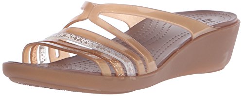 Crocs Isabella Mini Wedge, Mujer Sandalia, Dorado (Bronze), 41-42 EU