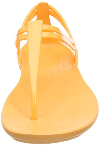 Crocs Isabella T-Strap, Sandalias de Punta Descubierta para Mujer, Naranja (Cantaloupe 801), 34/35 EU