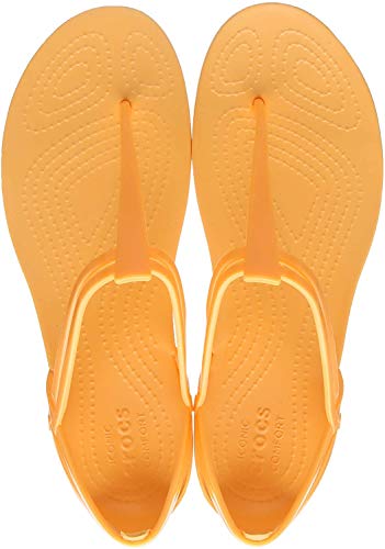 Crocs Isabella T-Strap, Sandalias de Punta Descubierta para Mujer, Naranja (Cantaloupe 801), 34/35 EU