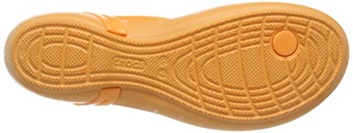 Crocs Isabella T-Strap, Sandalias de Punta Descubierta para Mujer, Naranja (Cantaloupe 801), 34/35 EU