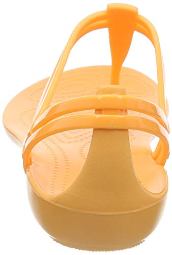 Crocs Isabella T-Strap, Sandalias de Punta Descubierta para Mujer, Naranja (Cantaloupe 801), 39/40 EU