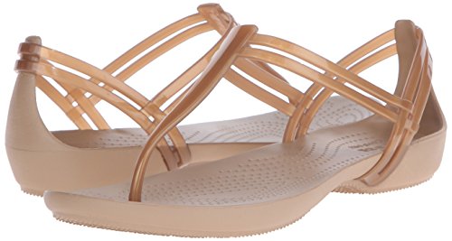 Crocs Isabella T-Strap, Sandalias para Mujer, Dorado (Bronze), 34/35 EU