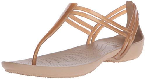 Crocs Isabella T-Strap, Sandalias para Mujer, Dorado (Bronze), 34/35 EU